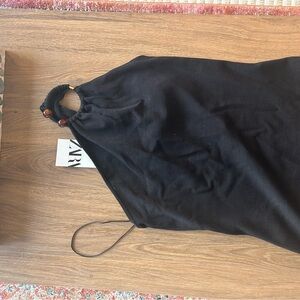 Zara Black one shoulder Top with Beaded Detail